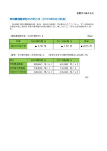 燃料費調整単価のお知らせ（2019年6月分）室蘭ガスのサムネイル