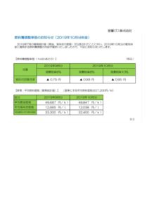 燃料費調整単価のお知らせ(2019年10月分)室蘭ガスのサムネイル