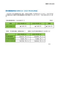 燃料費調整単価のお知らせ（2021年3月分）のサムネイル