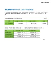 燃料費調整単価のお知らせ（2021年5月分）のサムネイル