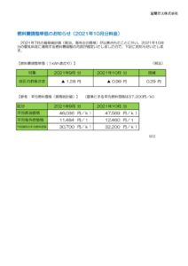 燃料費調整単価のお知らせ（2021年10月分）のサムネイル