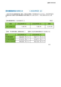 燃料費調整単価のお知らせ（2022年5月分）のサムネイル