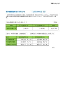 燃料費調整単価のお知らせ（2022年6月分）のサムネイル