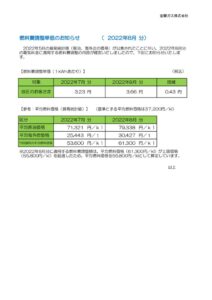 燃料費調整単価のお知らせ（2022年8月分）のサムネイル