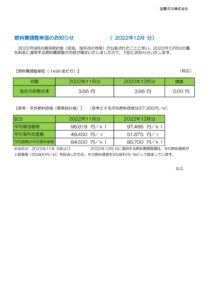 燃料費調整単価のお知らせ（2022年12月分）のサムネイル