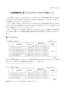 原料費調整制度に基づく2023年11月分のガス料金についてのサムネイル