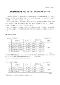 原料費調整制度に基づく2023年12月分のガス料金についてのサムネイル