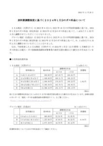 原料費調整制度に基づく2024年1月分のガス料金についてのサムネイル