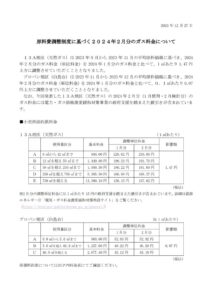 原料費調整制度に基づく2024年2月分のガス料金についてのサムネイル